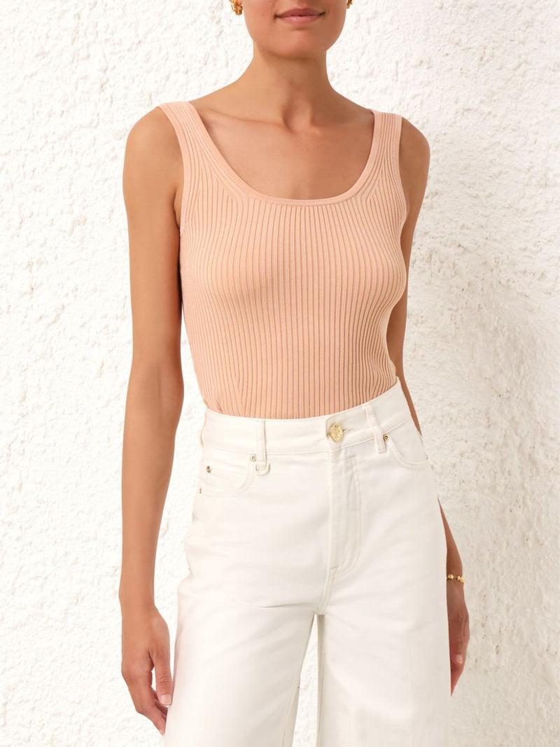 ZimmermannScoop Neck Pink Tank Top at Fashion Clinic