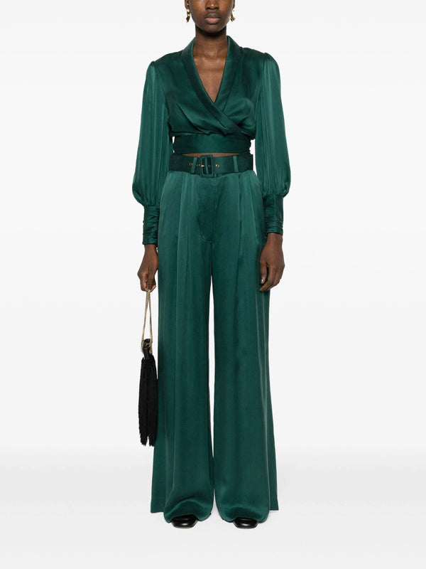 ZimmermannWrap-Style Green Silk Blouse at Fashion Clinic